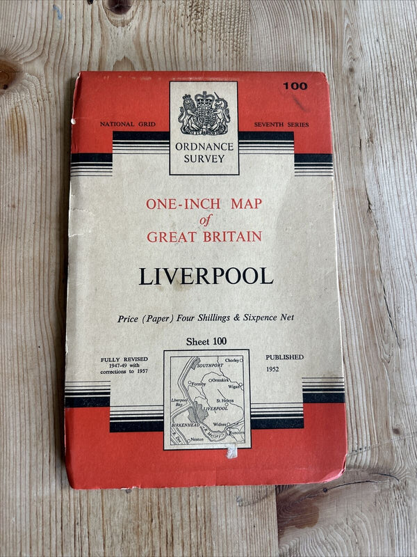 LIVERPOOL Ordnance Survey Seventh Series 1-inch 1952 Sheet 100 Runcorn