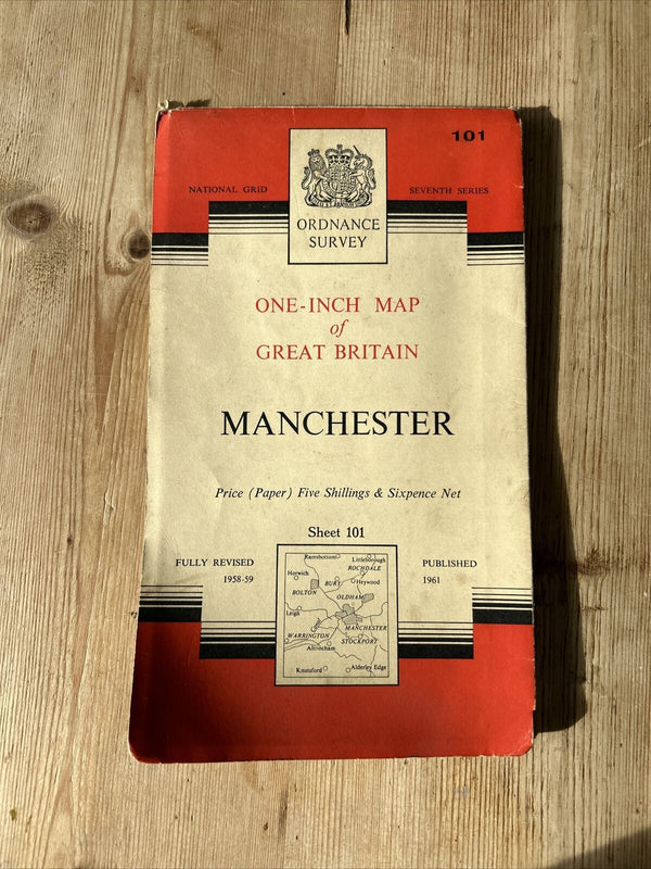 MANCHESTER Ordnance Survey Seventh Series Paper One inch 1961 Sheet 101 Bolton