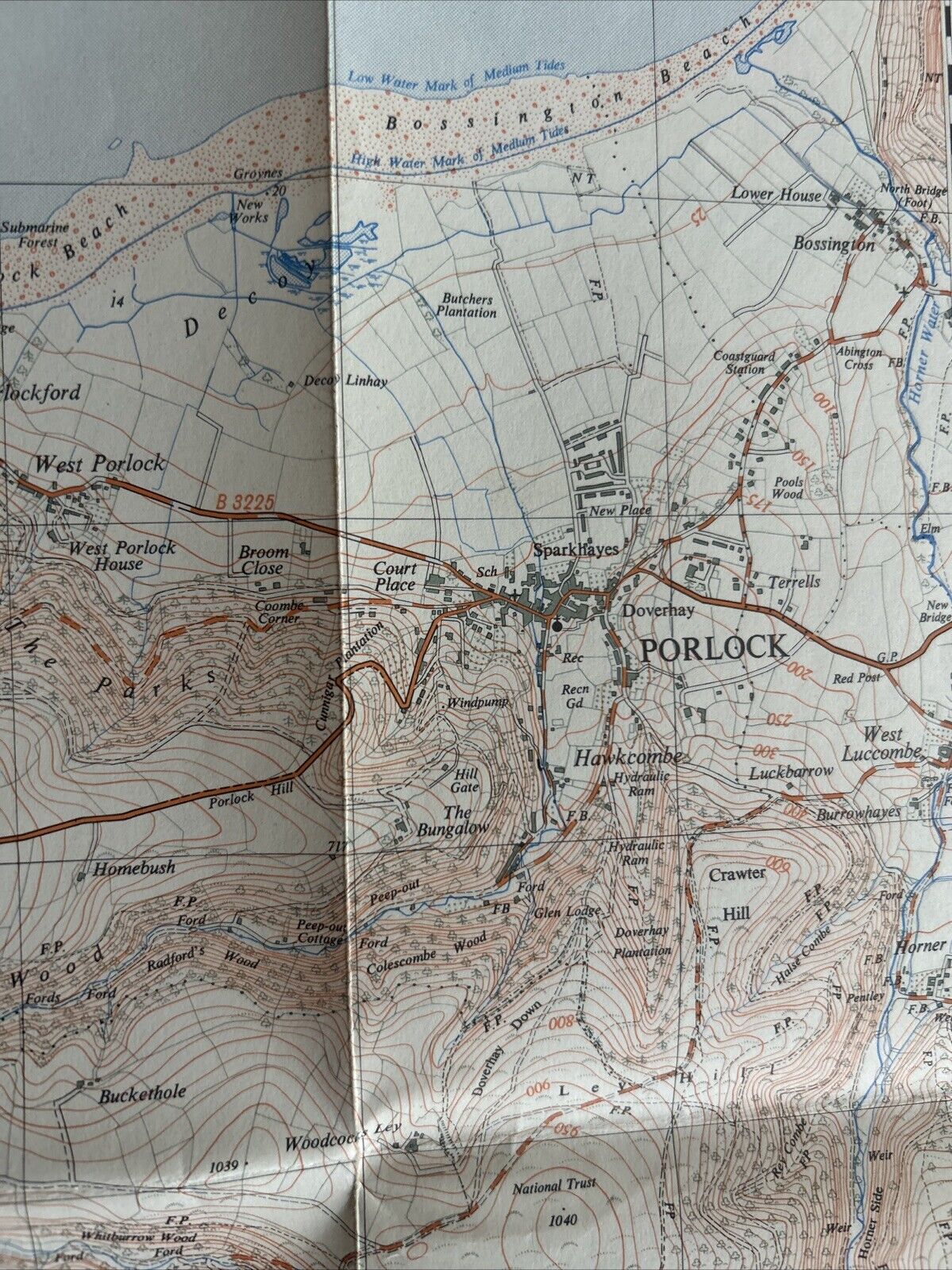 PORLOCK Ordnance Survey Sheet SS84 Two & Half Inch MAP 1962 Luccombe