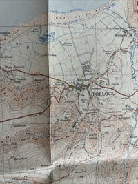 PORLOCK Ordnance Survey Sheet SS84 Two & Half Inch MAP 1962 Luccombe