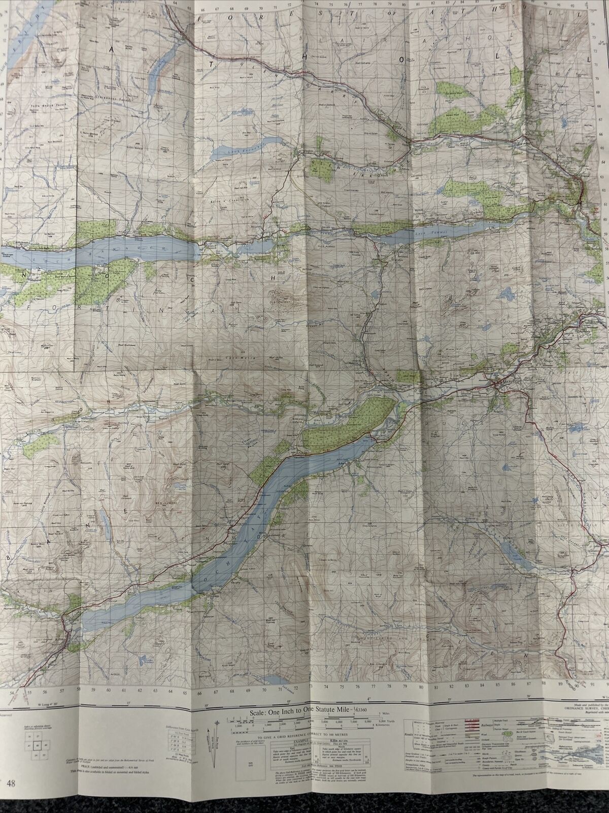 LOCH TAY Perthshire Ordnance Survey Seventh Series Paper One Inch 1956 Sheet 48