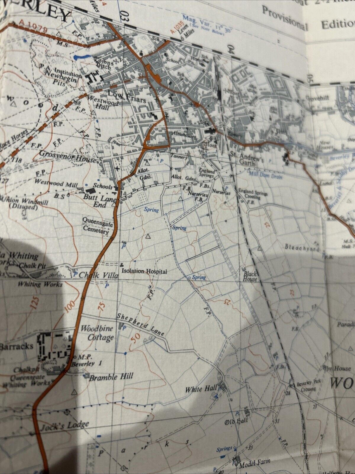 COTTINGHAM Hull Ordnance Survey CLOTH Sheet 54/03 1:25000 1946 National Grid