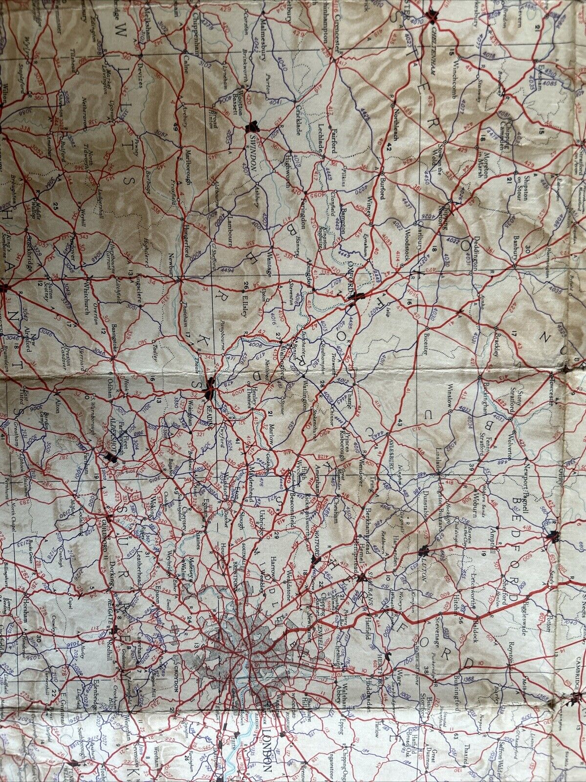 1932 Ordnance Survey CLOTH Road Map - Sheet 2 South Ten Miles To Inch Route Plan