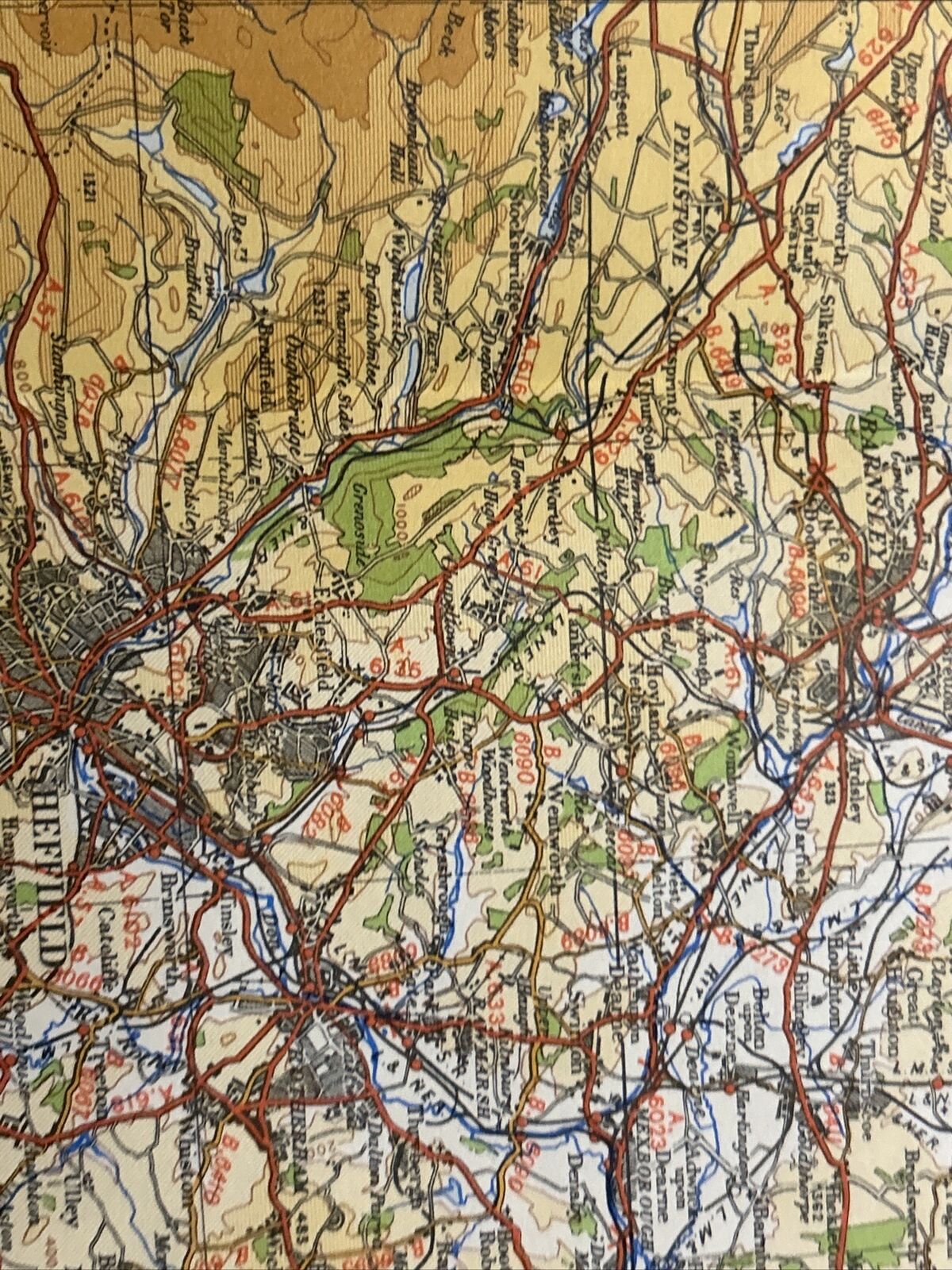 NORTH MIDLANDS & LINCS Ordnance Survey Paper Sht. 6 Quarter Inch Map 4th Ed 1946