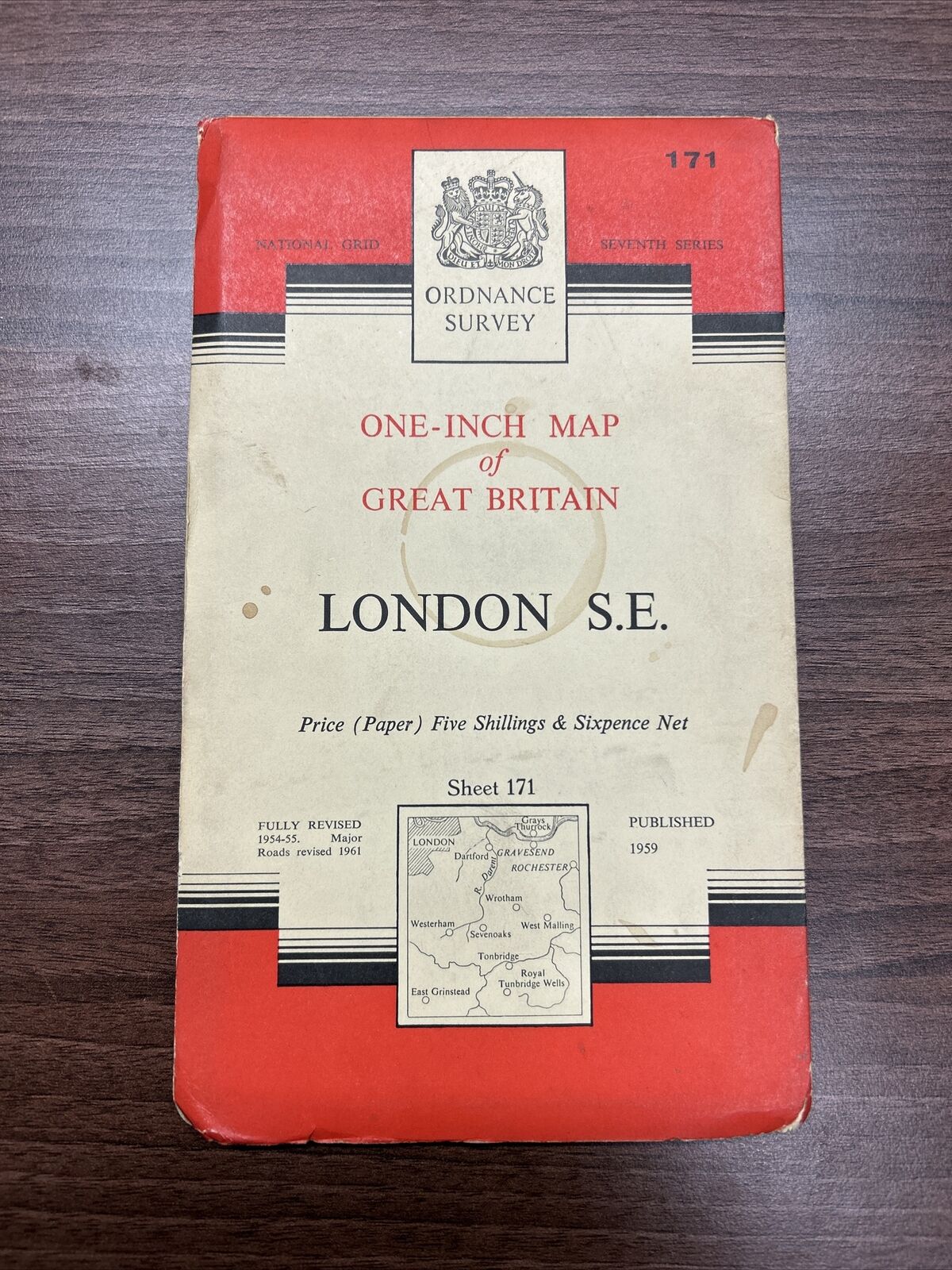 LONDON South East 1959 Seventh Series Ordnance Survey One Inch Map Tonbridge