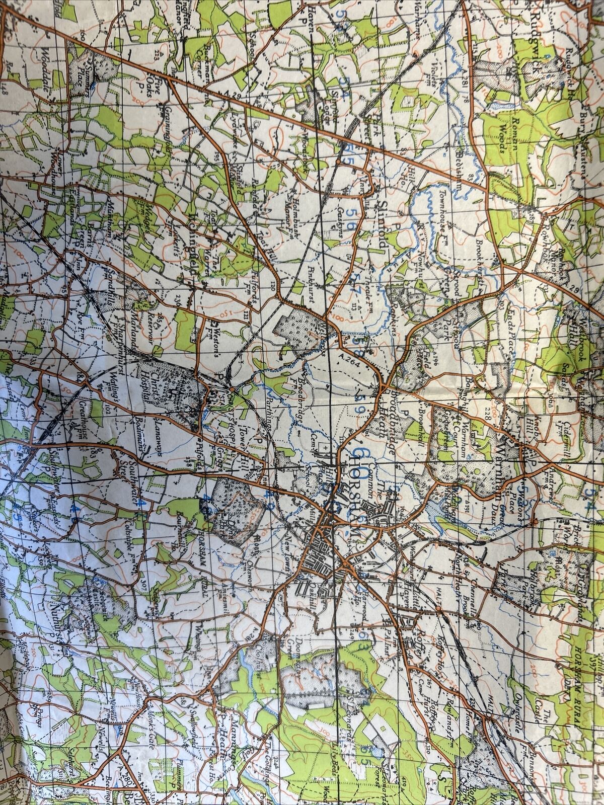 GUILDFORD & HORSHAM Ordnance Survey Fifth Edition Sheet 124 1 Inch 1941 No Cover