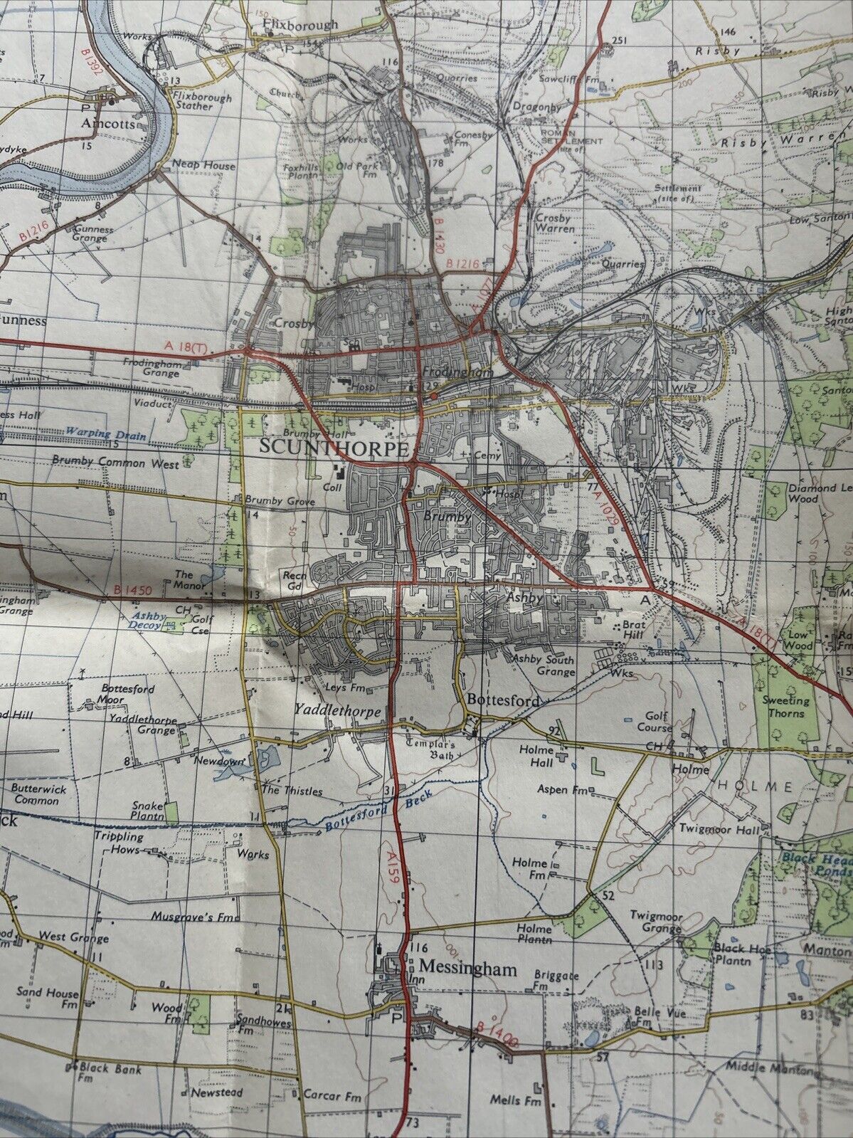 GAINSBOROUGH Ordnance Survey Seventh Series One inch 1962 Sheet 78 Scunthorpe