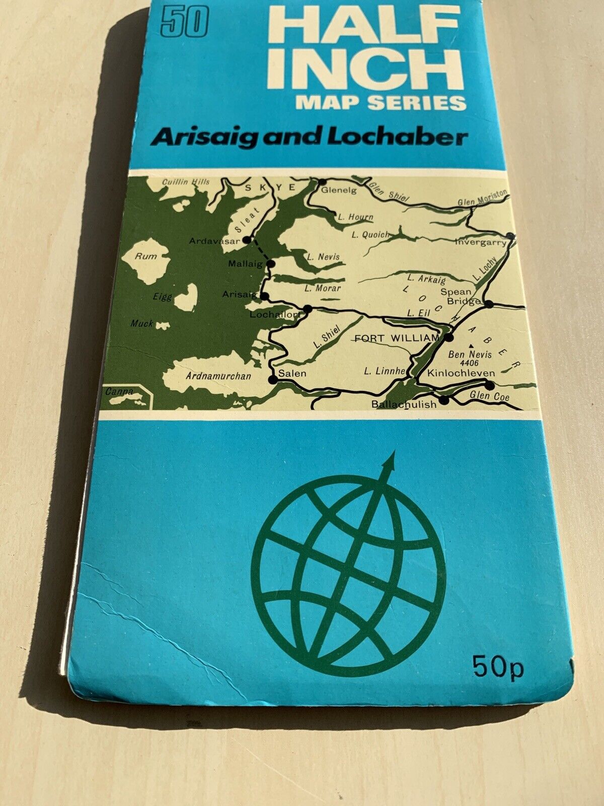 ARISAIG And LOCHABER  Bartholomew Half Inch Map No 50 - 1972