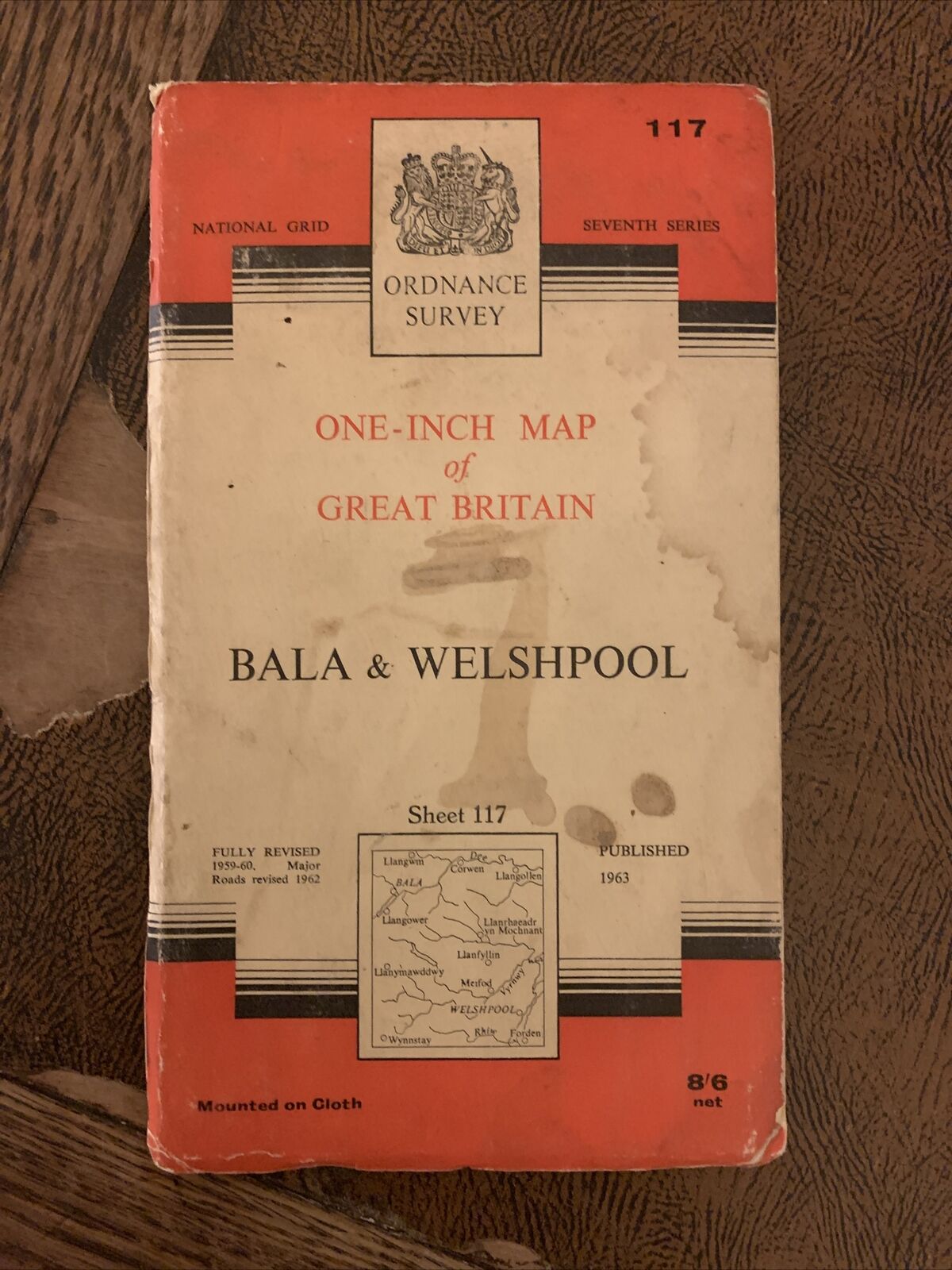 Bala & Welshpool - 7th Series Cloth Ordnance Survey Map One Inch 1963 Sheet 117