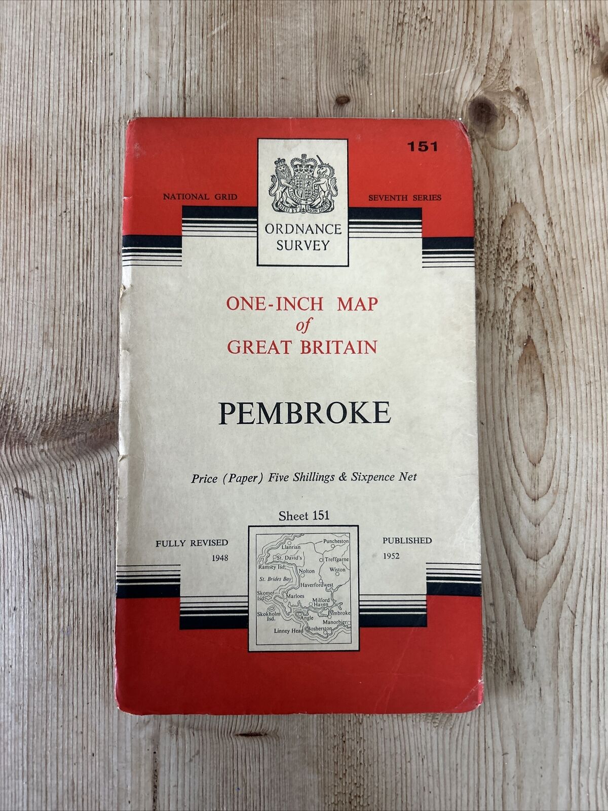 PEMBROKE Ordnance Survey Paper Map 1952 Sheet 151 Seventh Series St David’s