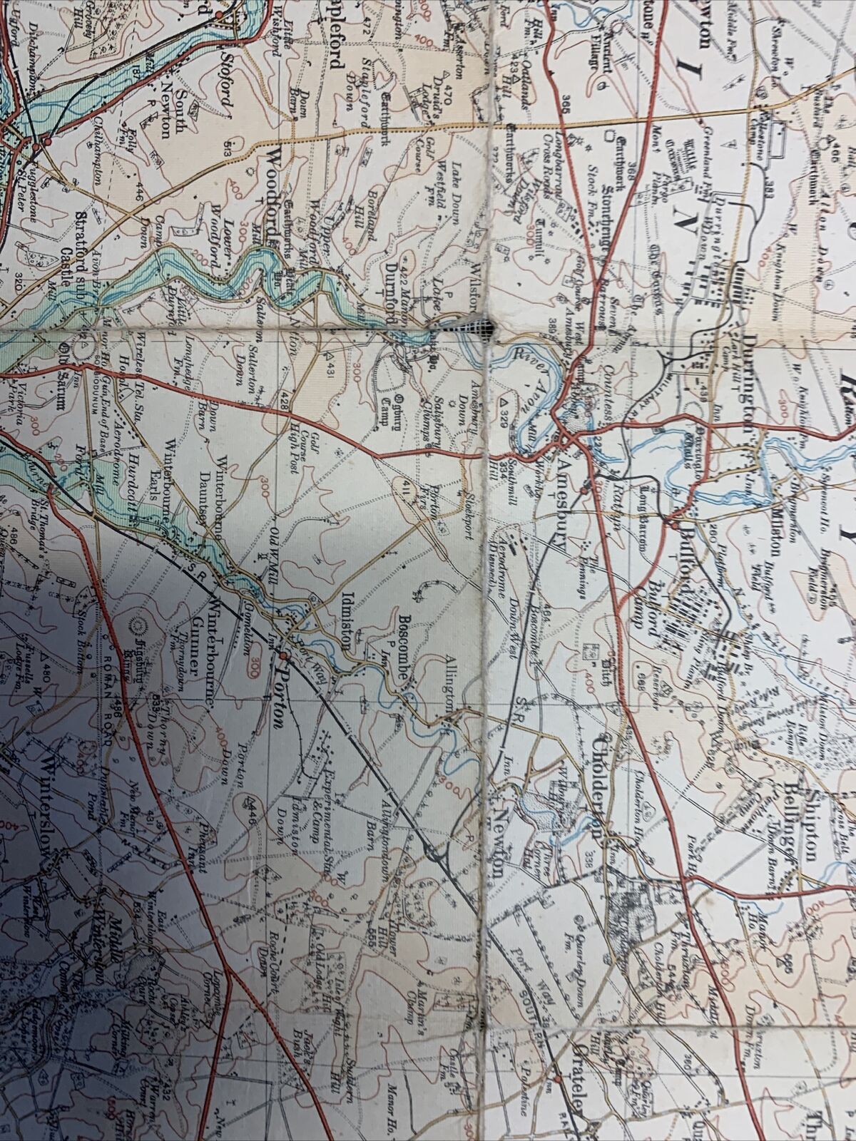 Ordnance Survey Half Inch Cloth Map Sheet 33 Salisbury Winchester & Reading 1926