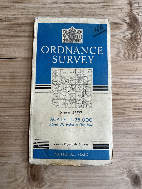 Ordnance Survey Sheet 43/28 1:25000 1951 Snake Pass STUCK 43/27 Reverse Hassop