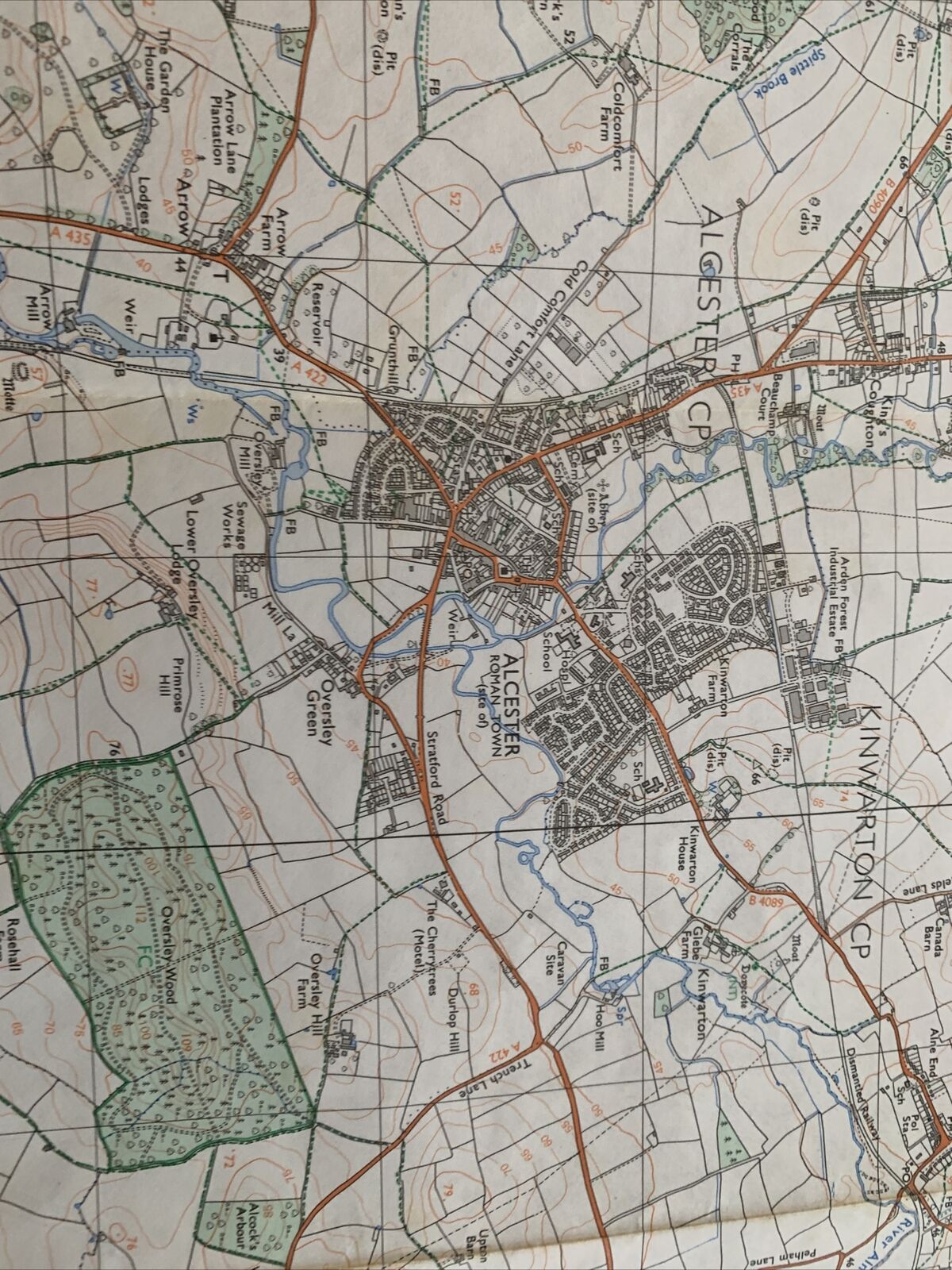 STRATFORD upon AVON West & ALCESTER Ordnance Survey Pathfinder Map 1982 SP05/15