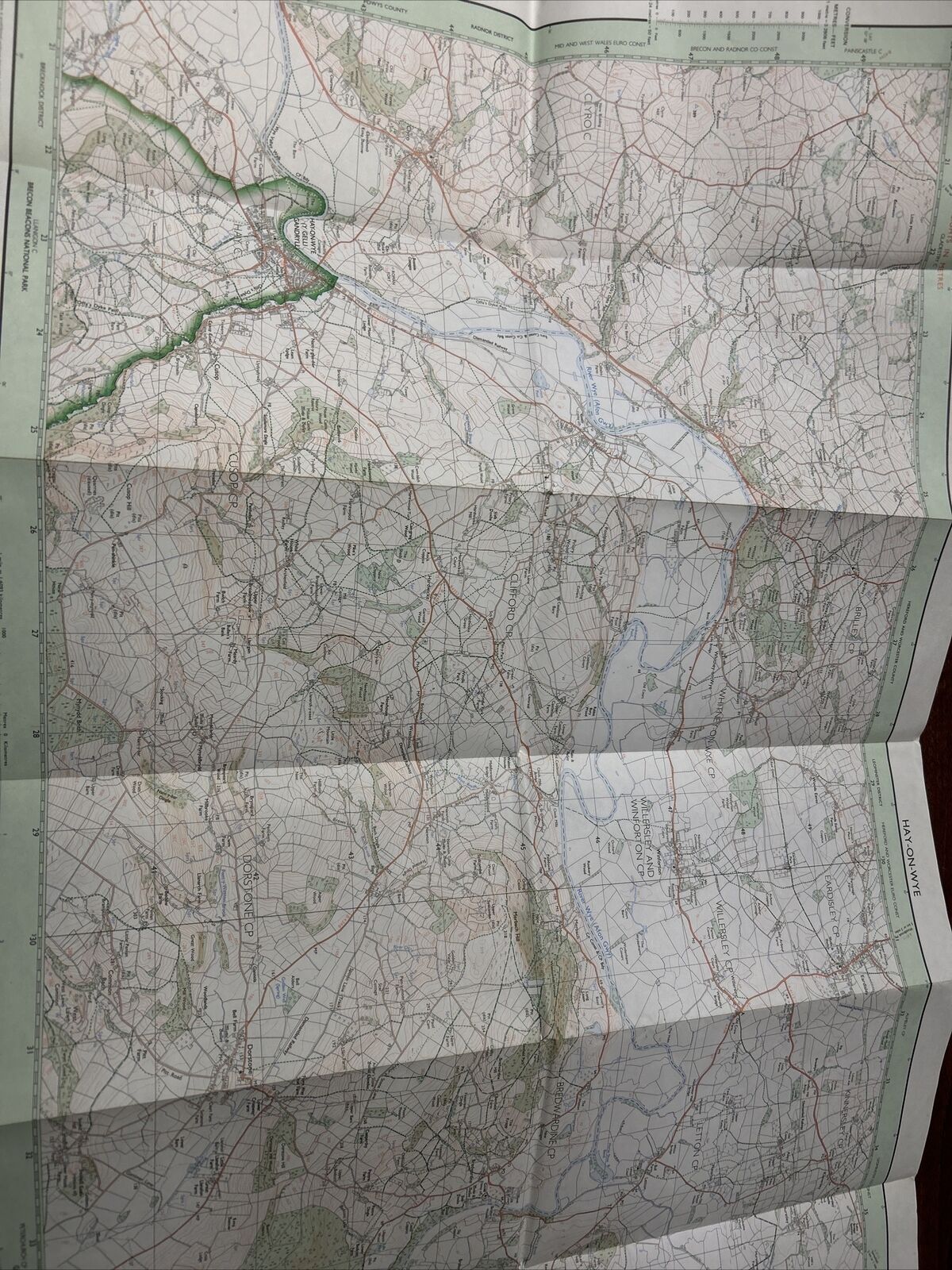 HAY ON WYE  Ordnance Survey Pathfinder Map 1016  SO24/34 1988 Bredwardine