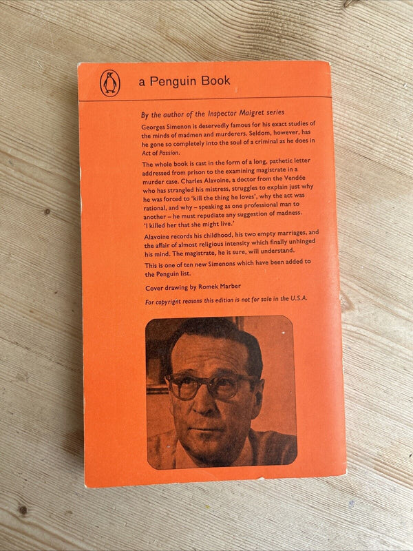 ACT OF PASSION Georges Simenon  - Penguin Paperback 1965 No 2245 Prison Letter