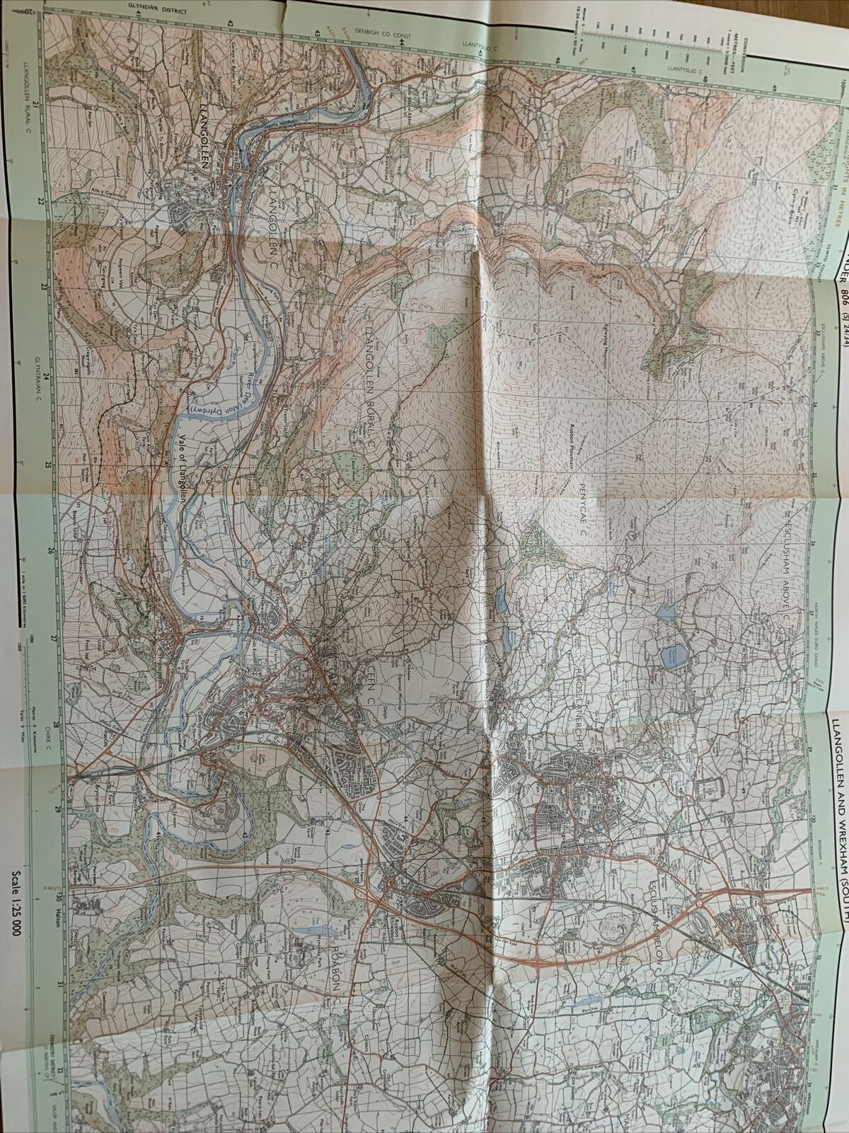 LLANGOLLEN & WREXHAM (South) Pathfinder Ordnance Survey 1:25000 1991 No 806