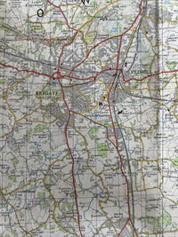 LONDON S W 1959 CLOTH Ordnance Survey One Inch Map No 170 Guildford 7th Series