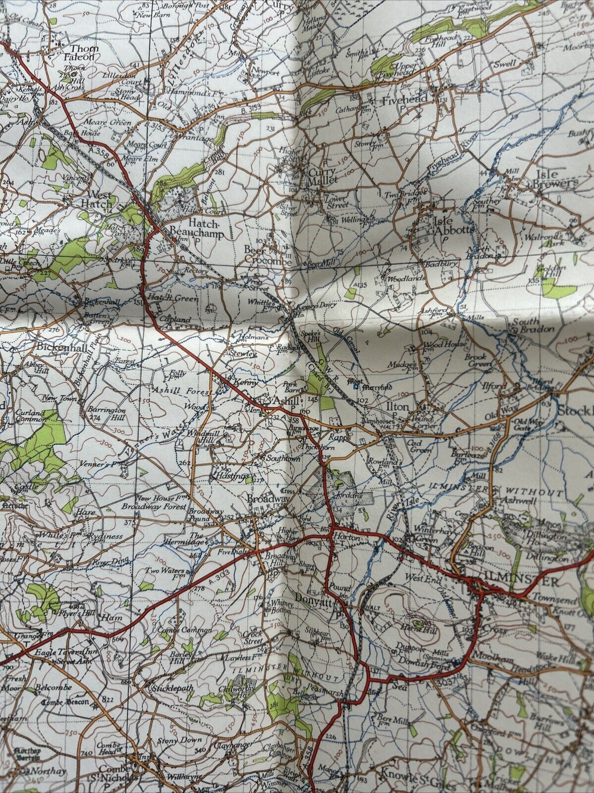 TAUNTON & LYME REGIS Ordnance Survey Sixth Series Paper Map 1945 Sheet 177