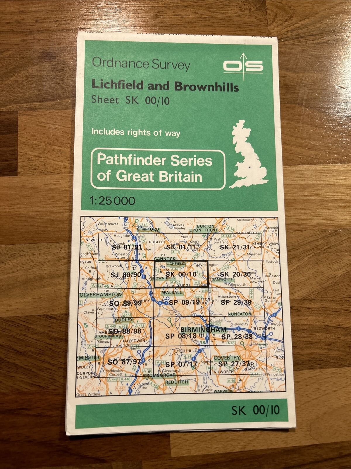 LICHFIELD & BROWNHILLS Pathfinder Ordnance Survey Sheet SK00/10 1:25000 1976