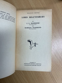 LORD SHAFTESBURY By JL & Barbara Hammond - Pelican Books 1939 No A48