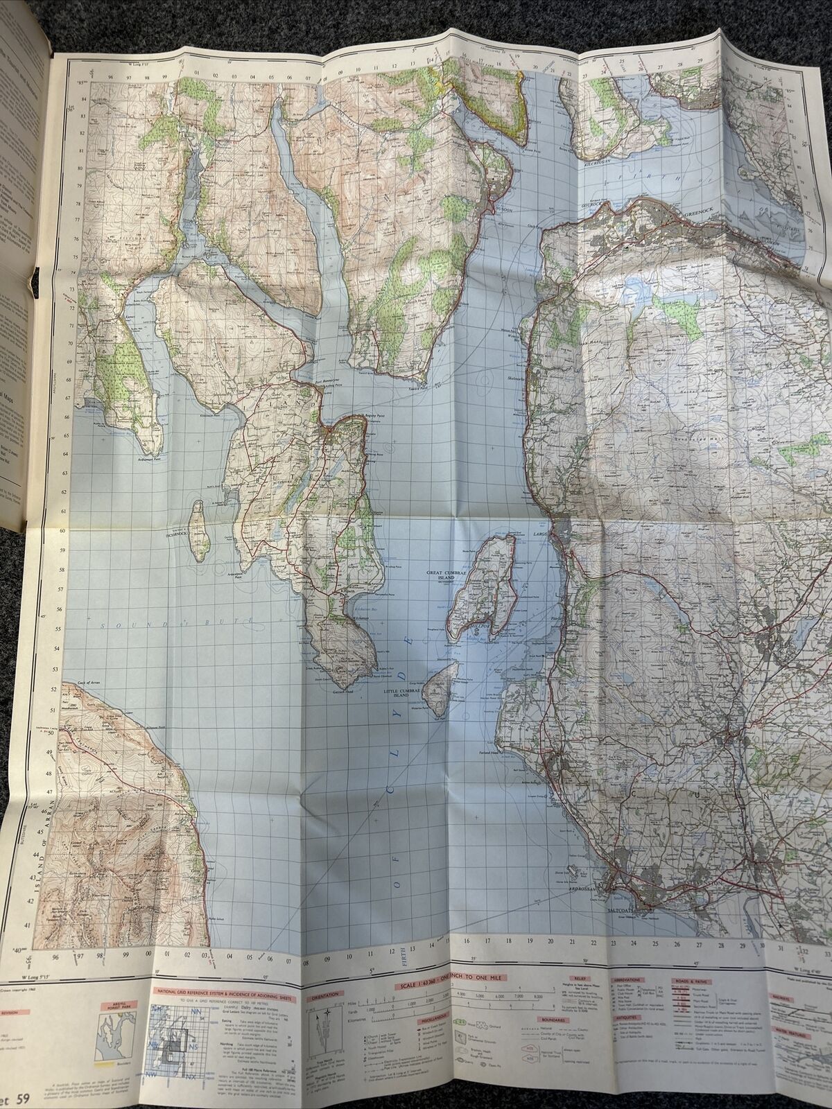 FIRTH OF CYLDE Ordnance Survey One Inch Sheet 59 Good Condition 1965 Scotland