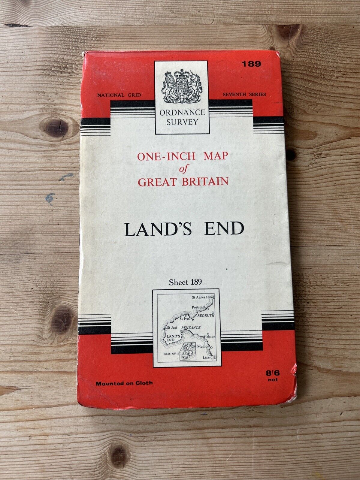 LANDS END Ordnance Survey CLOTH Seventh Series Map One Inch 1961 Sheet 189