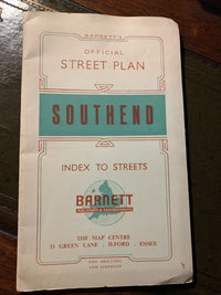 SOUTHEND Essex - Barnetts Early Street map 1950s? Advertising Shoeburyness