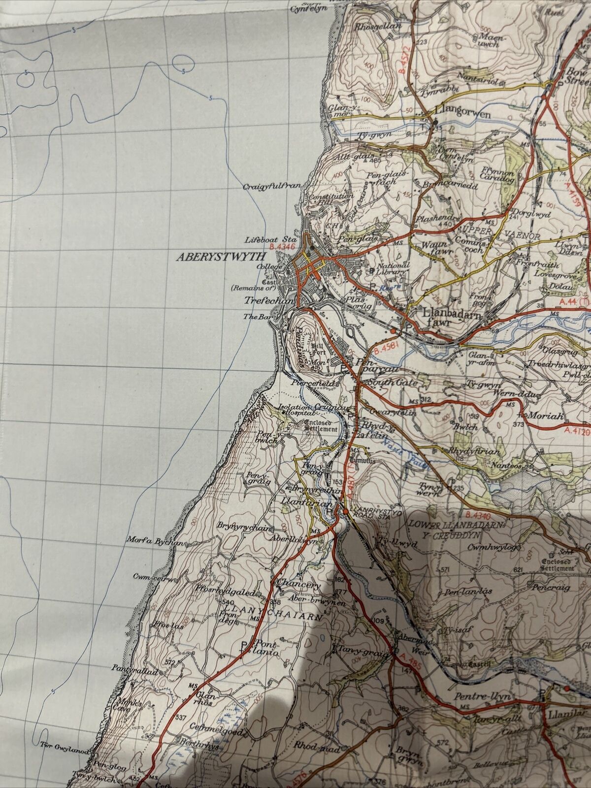 ABERYSTWYTH Ordnance Survey CLOTH Map 1952 Sheet 127 Seventh Series Machynlleth