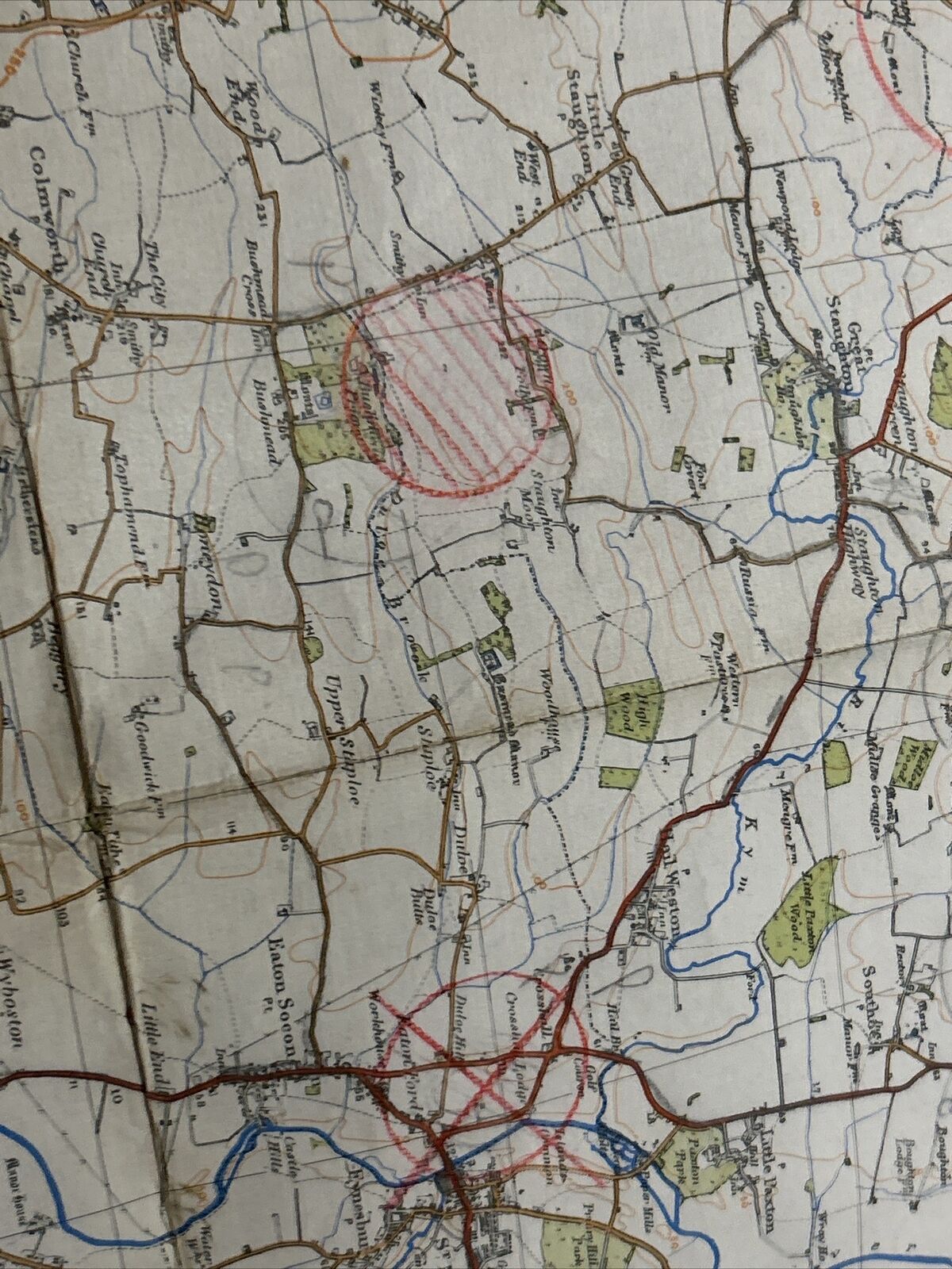 BEDFORD Ordnance Survey Cloth One In Map 1919 Sheet 84 See Pencil Markings