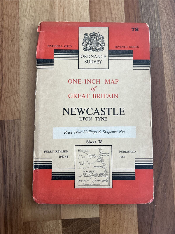 NEWCASTLE UPON TYNE Ordnance Survey Seventh Series Paper One inch 1953 Sheet 78