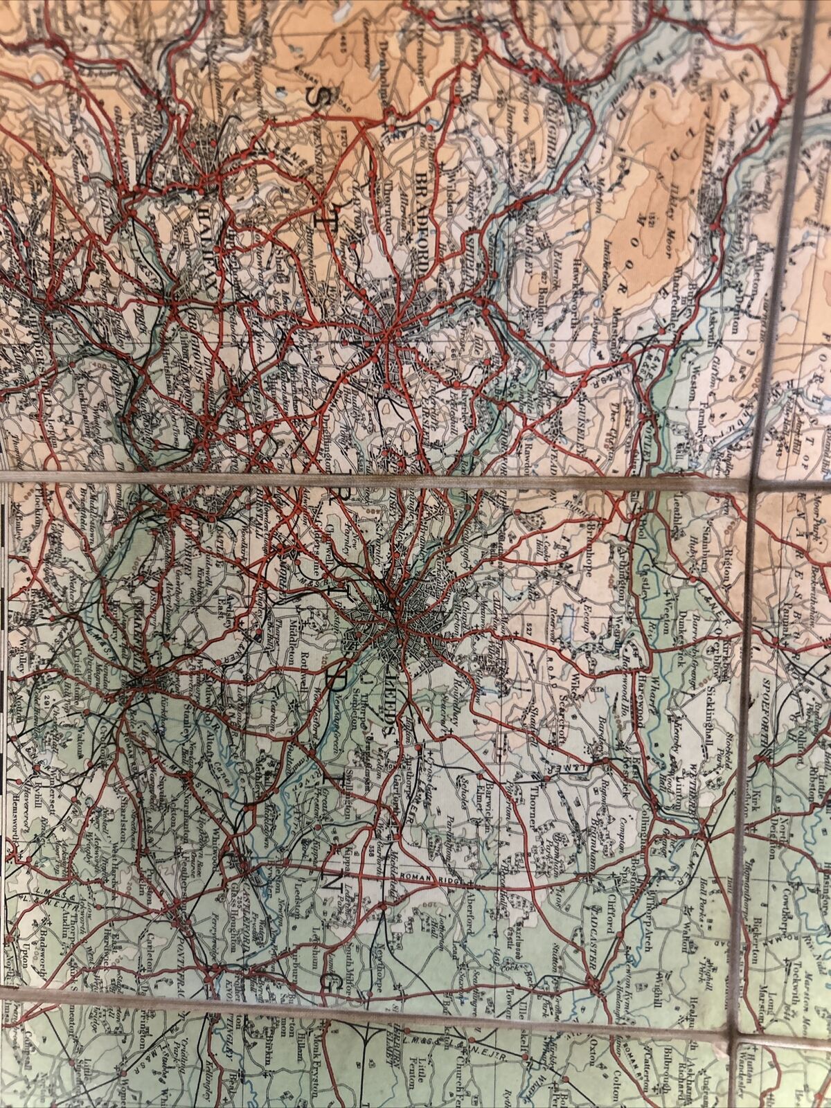 ENGLAND NORTH EAST Ordnance Survey Cloth Quarter Inch Map 1921 Sheet 3 Dissected