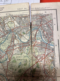 WINDSOR Ordnance Survey Paper One Inch Map 1920 Sheet 114 Contoured Woking Epsom