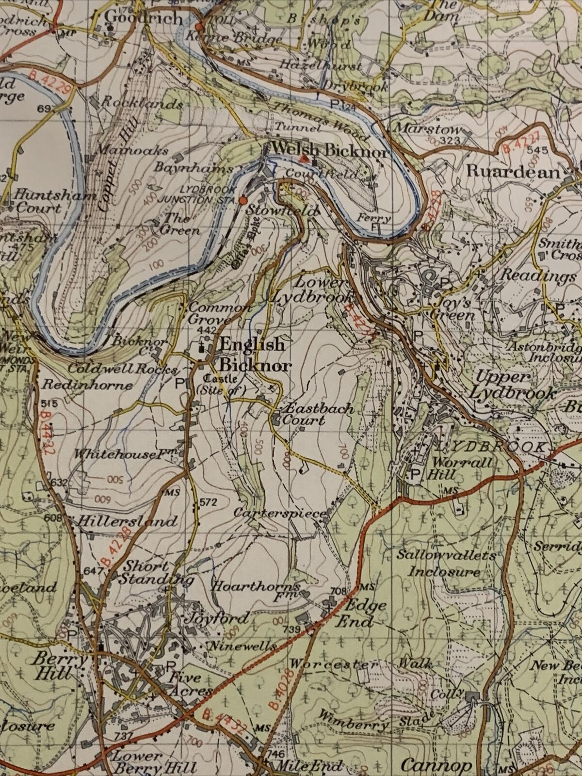 HEREFORD Cloth Ordnance Survey 7th Series 1-inch 1952 Sheet 142 Monmouth