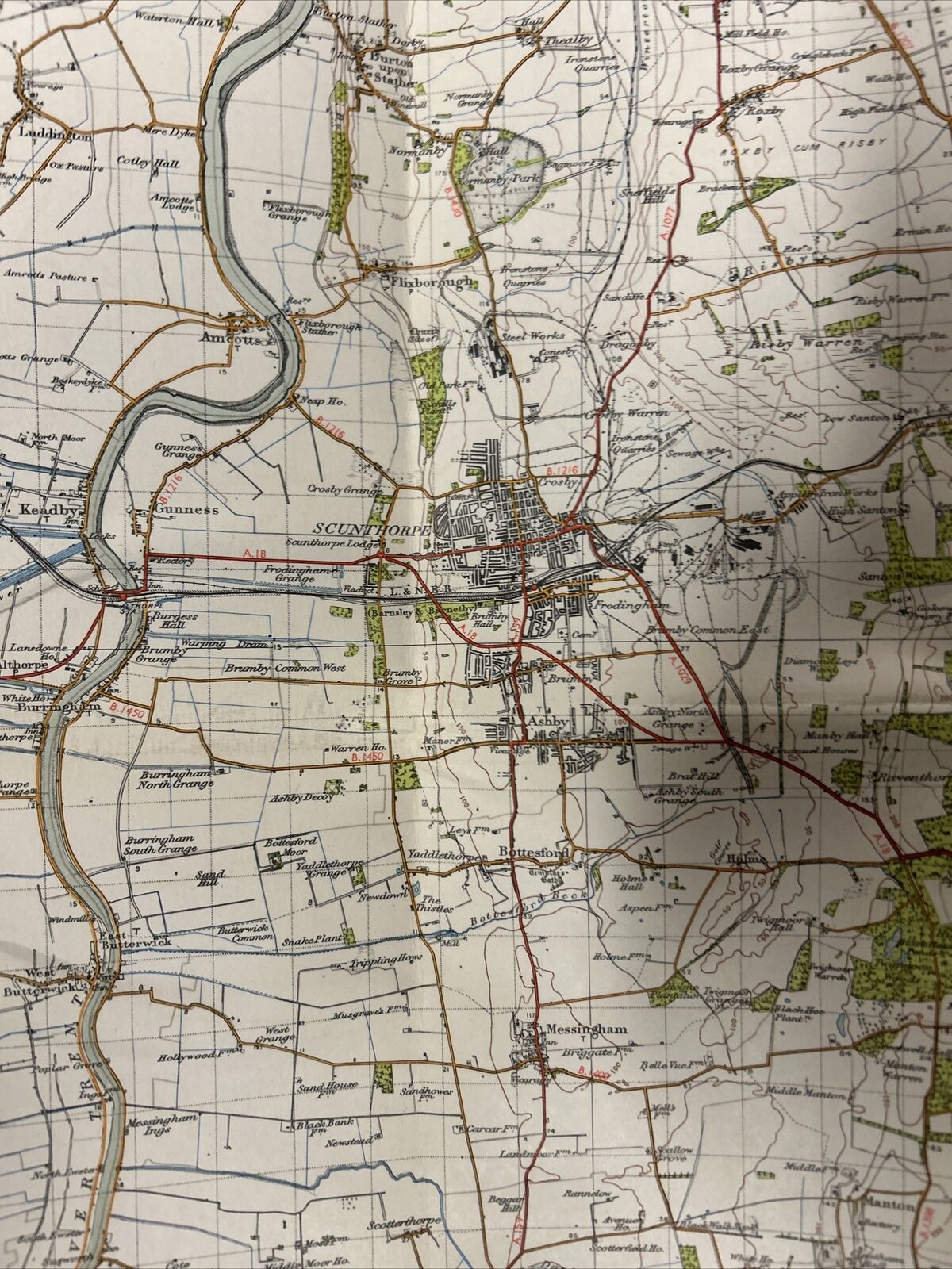 GAINSBOROUGH Ordnance Survey Cloth One Inch Map 1947 Sixth Edition Sheet 104