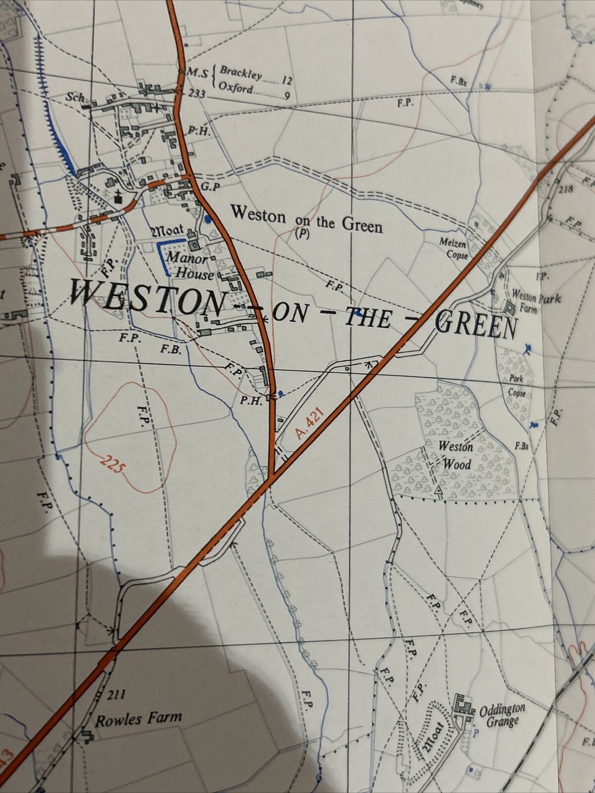 ISLIP ODDINGTON WESTON ON THE GREEN Paper Ordnance Survey Map SP51 1:25000 1951