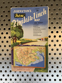 Johnstons Cloth New 2 Miles To 1 Inch Map - Lake District Windermere Circa 1954