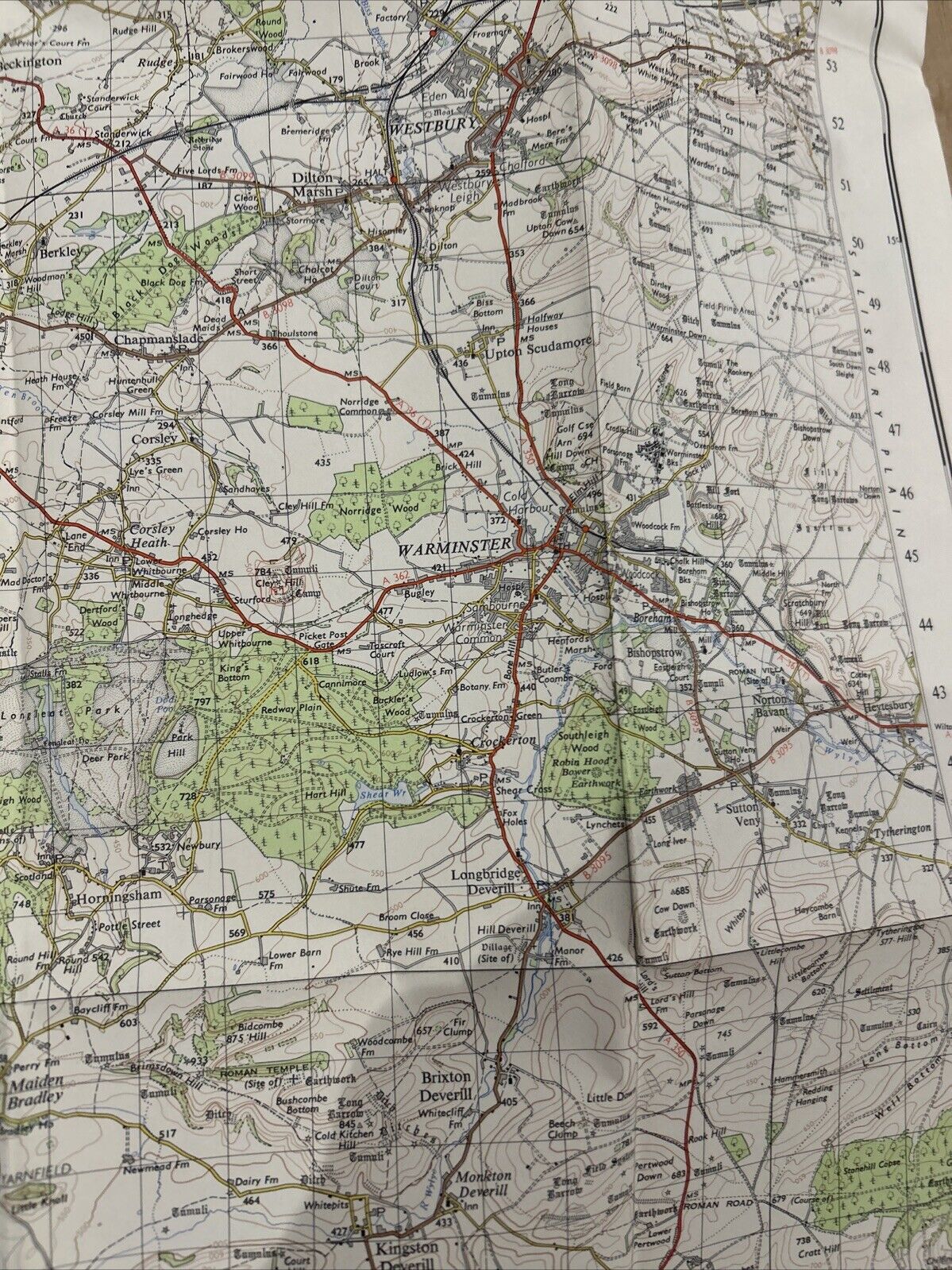 FROME Ordnance Survey Seventh Series Paper One inch 1959 Sheet 166 Mere Wells