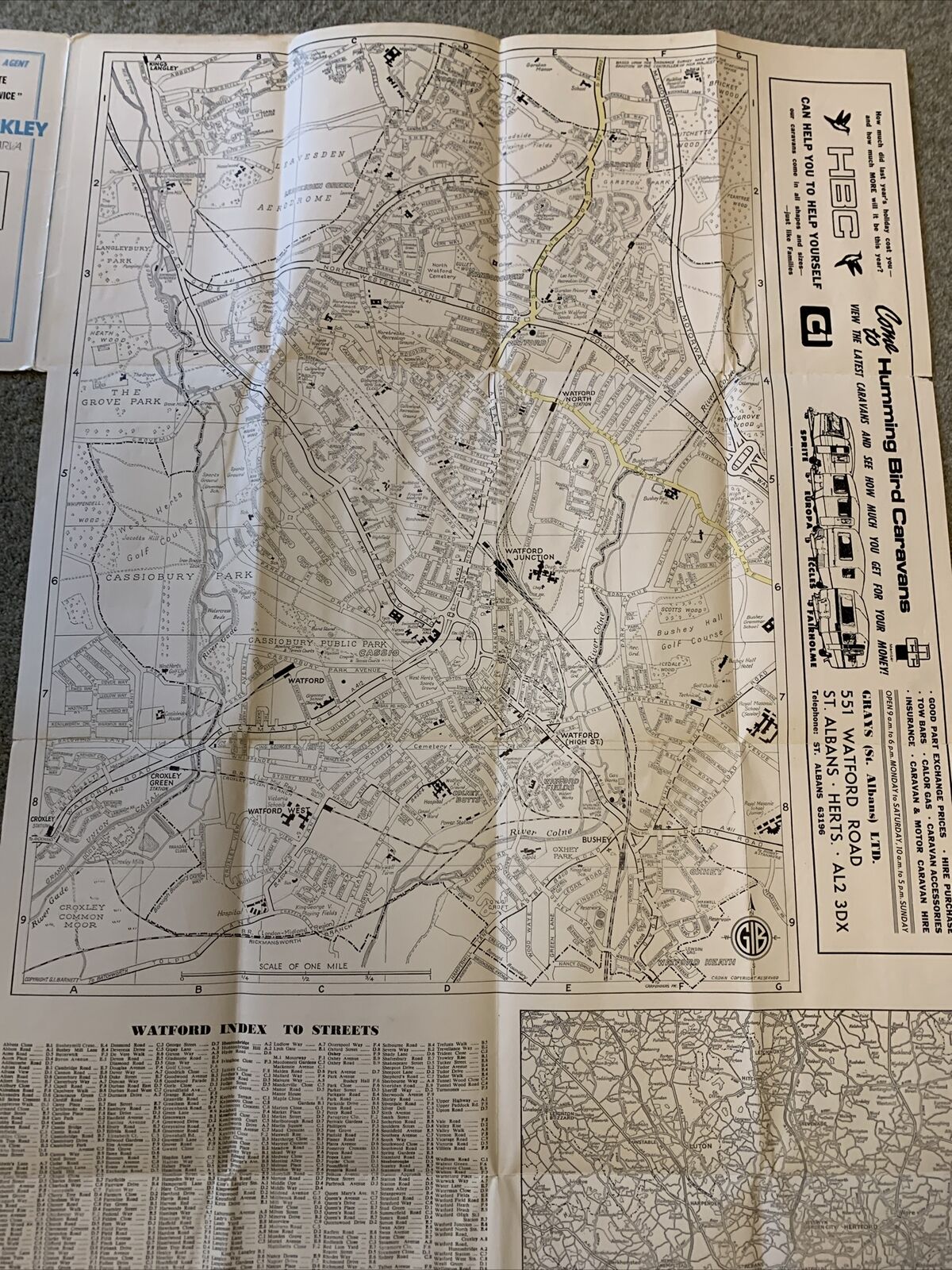 Watford & Bushey Hertfordshire - Barnett 1970s? Plan Map - Advertising