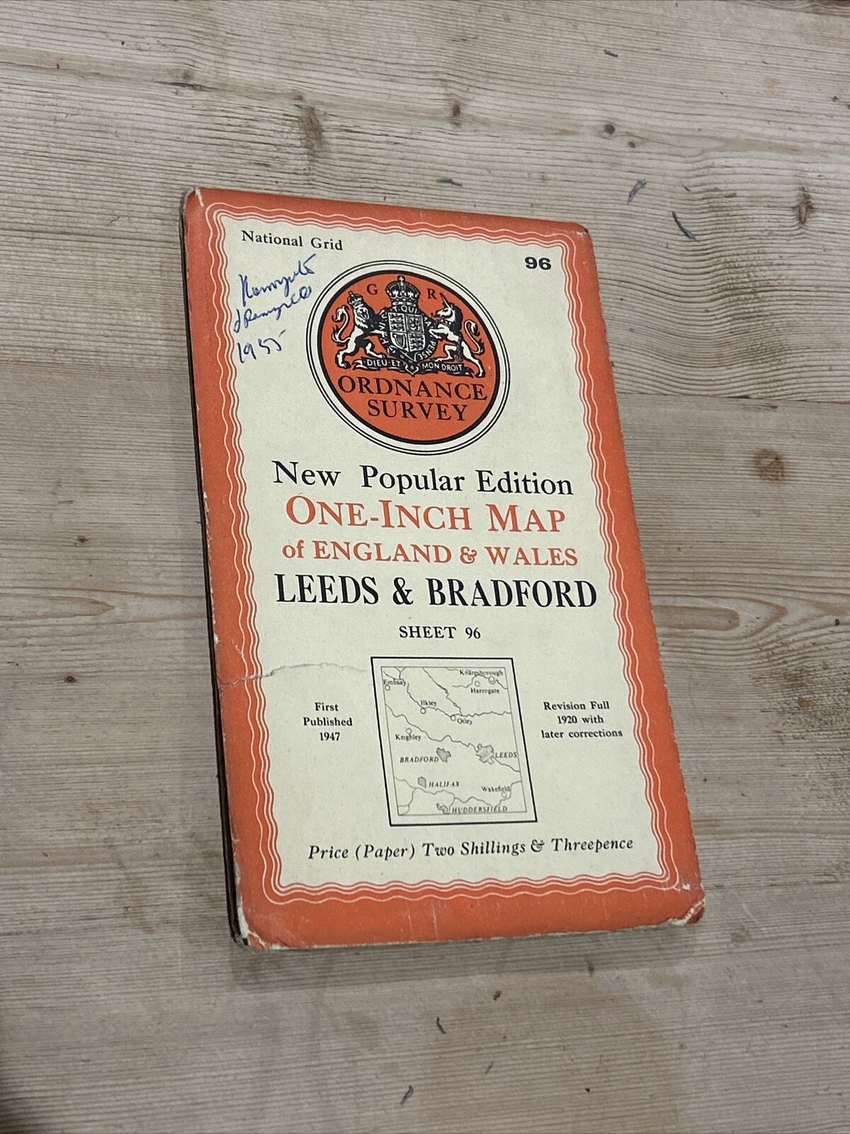 LEEDS & BRADFORD Ordnance Survey Map One Inch 1947 Sheet 96 Paper Sixth Edition