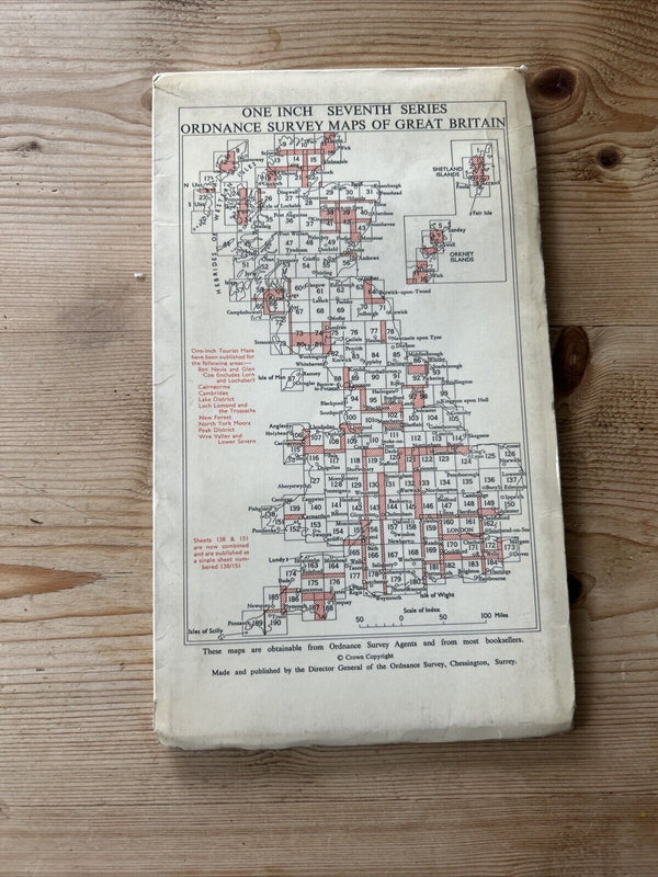 PLYMOUTH Ordnance Survey CLOTH Seventh Series Map 1 In 1961 Sheet 187 Holbeton