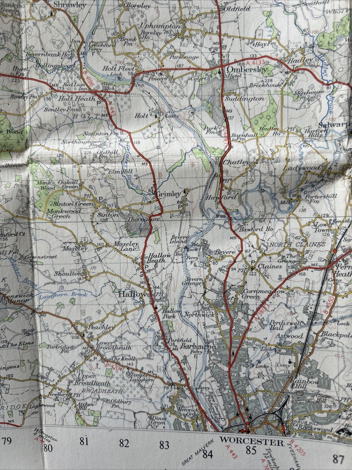 KIDDERMINSTER Ordnance Survey CLOTH Seventh Series Map One Inch 1954 Sheet 130