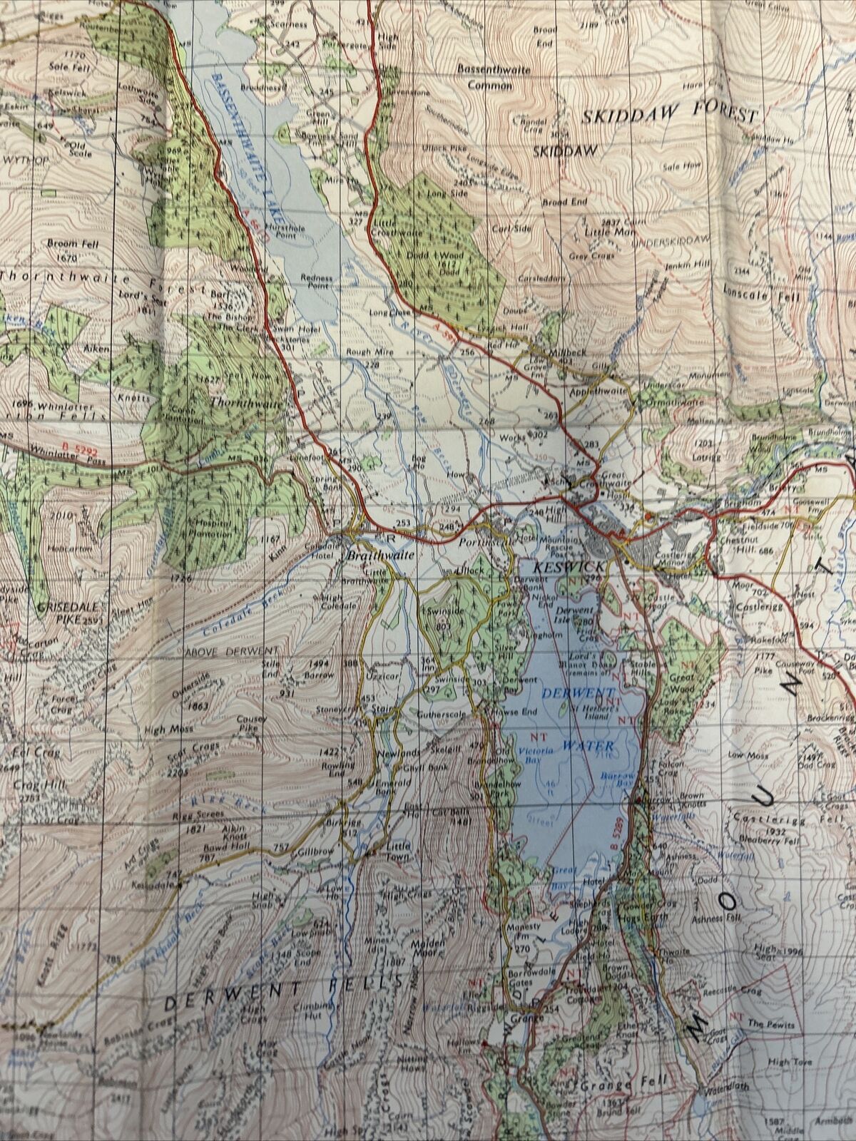 KESWICK Ordnance Survey One Inch Map 82 Whitehaven Wigton Good Condition 1971