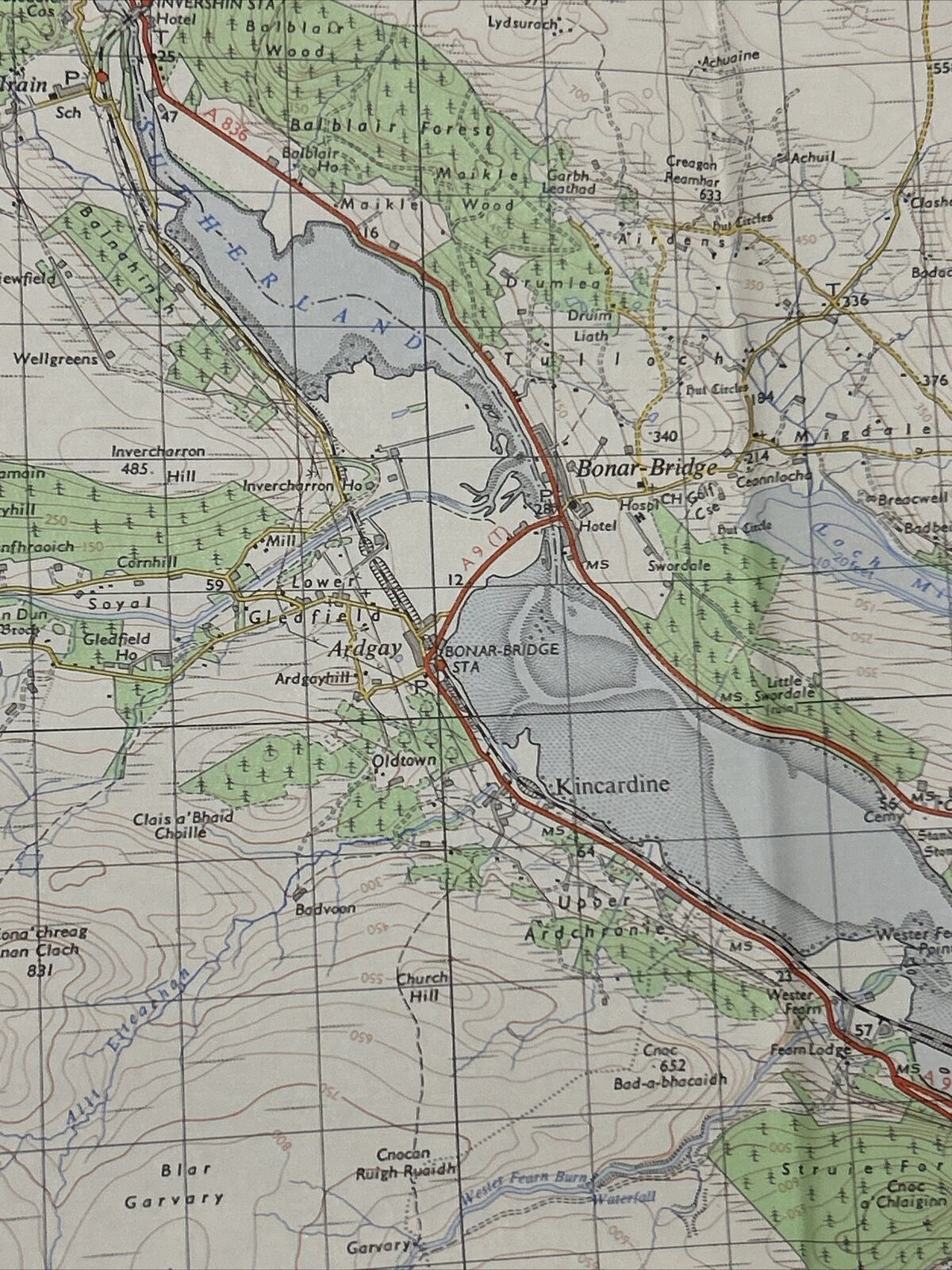 BONAR-BRIDGE Ordnance Survey Map One Inch 1959 Sheet 21 Scotland Culrain Lairg