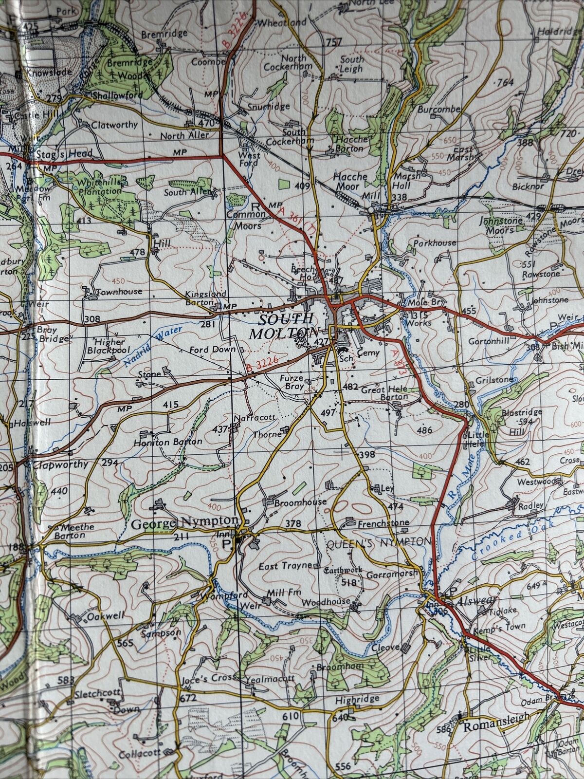 BARNSTAPLE Ordnance Survey Seventh Series Cloth One inch 1967 Sheet 163 Brayford