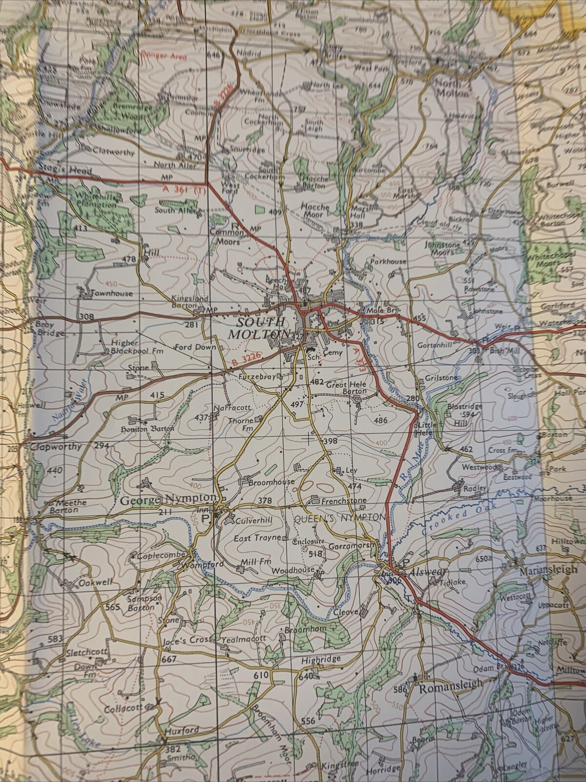 BARNSTAPLE Ordnance Survey 1 Inch Map Sheet 163 1972 Bideford Lynton Ilfracombe