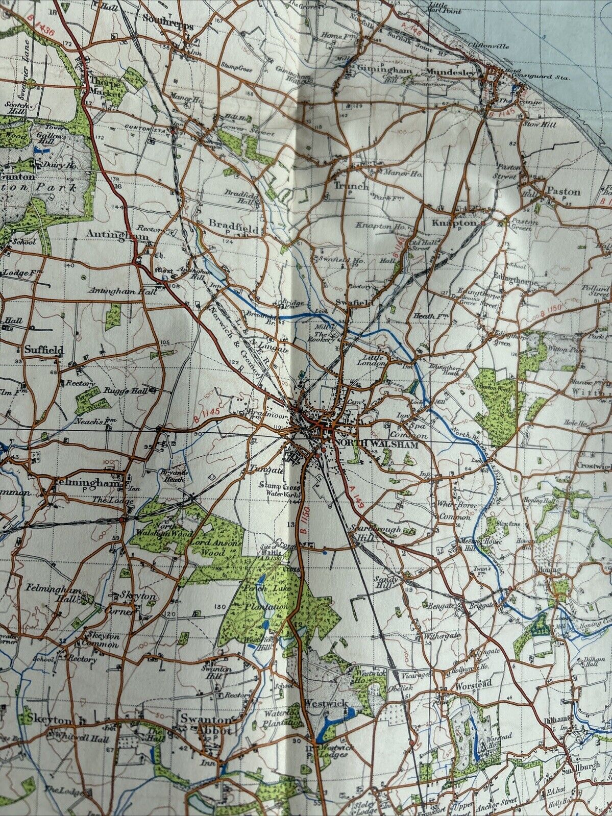 NORWICH Ordnance Survey One Inch Map 1945 Sixth Edition Sheet 126 Great Yarmouth