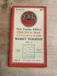 MARKET WEIGHTON Ordnance Survey One In Map 1947 Sixth Edition Sheet 98 Goole