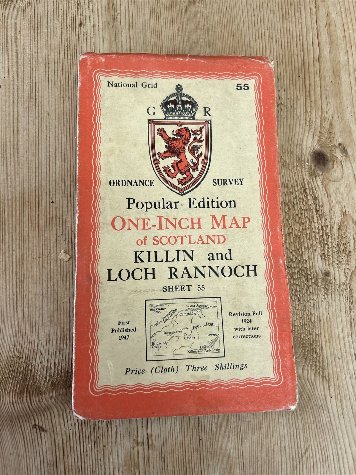 KILLIN & LOCH RANNOCH Ordnance Survey One Inch Sheet 55 Popular Ed 1947 Cloth