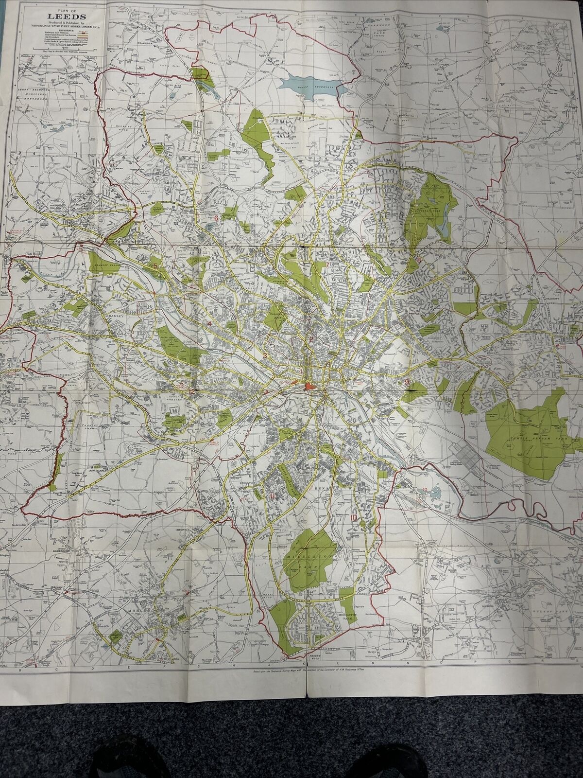 LEEDS Geographia Map Slightly Tatty Possibly 1950s? West Yorkshire Eccup Morley