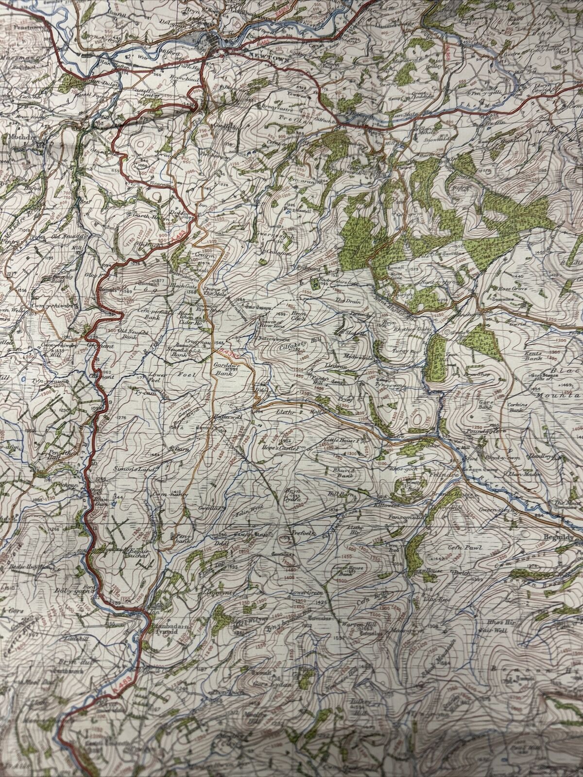 MONTGOMERY & LLANDRINNDOD WELLS OS Cloth One Inch Map 1947 Sixth Ed Sheet 128